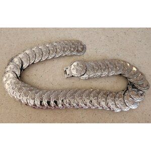 1970s Stretchable Belt Gold Stamped Coin Medallions, Vintage Mod Gold Etched Be